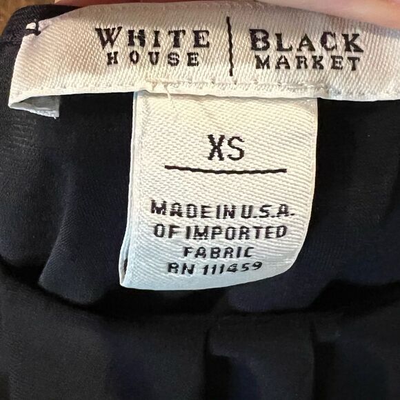 WHBM Black Crew Neck Pleated Blouse - Picture 11 of 12